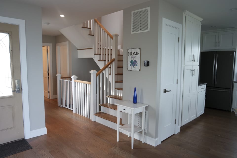 stairs to second floor and garage level