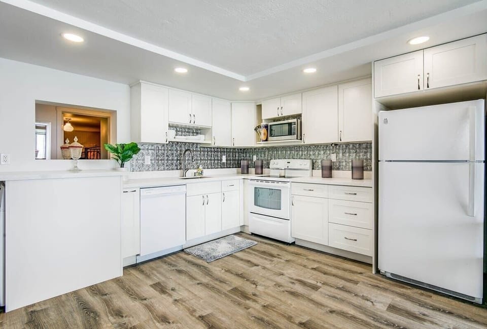 Fully stocked  and renovated kitchen.