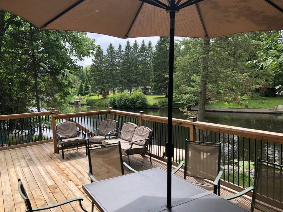 Chilling on the deck overlooking the water. Beautiful views.