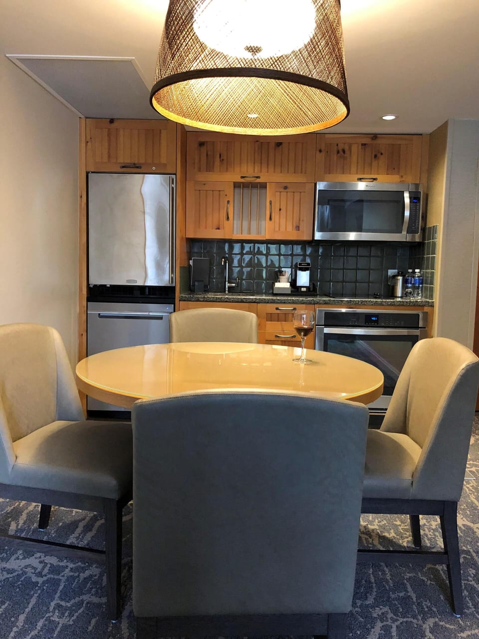 Kitchen table with seating for four.