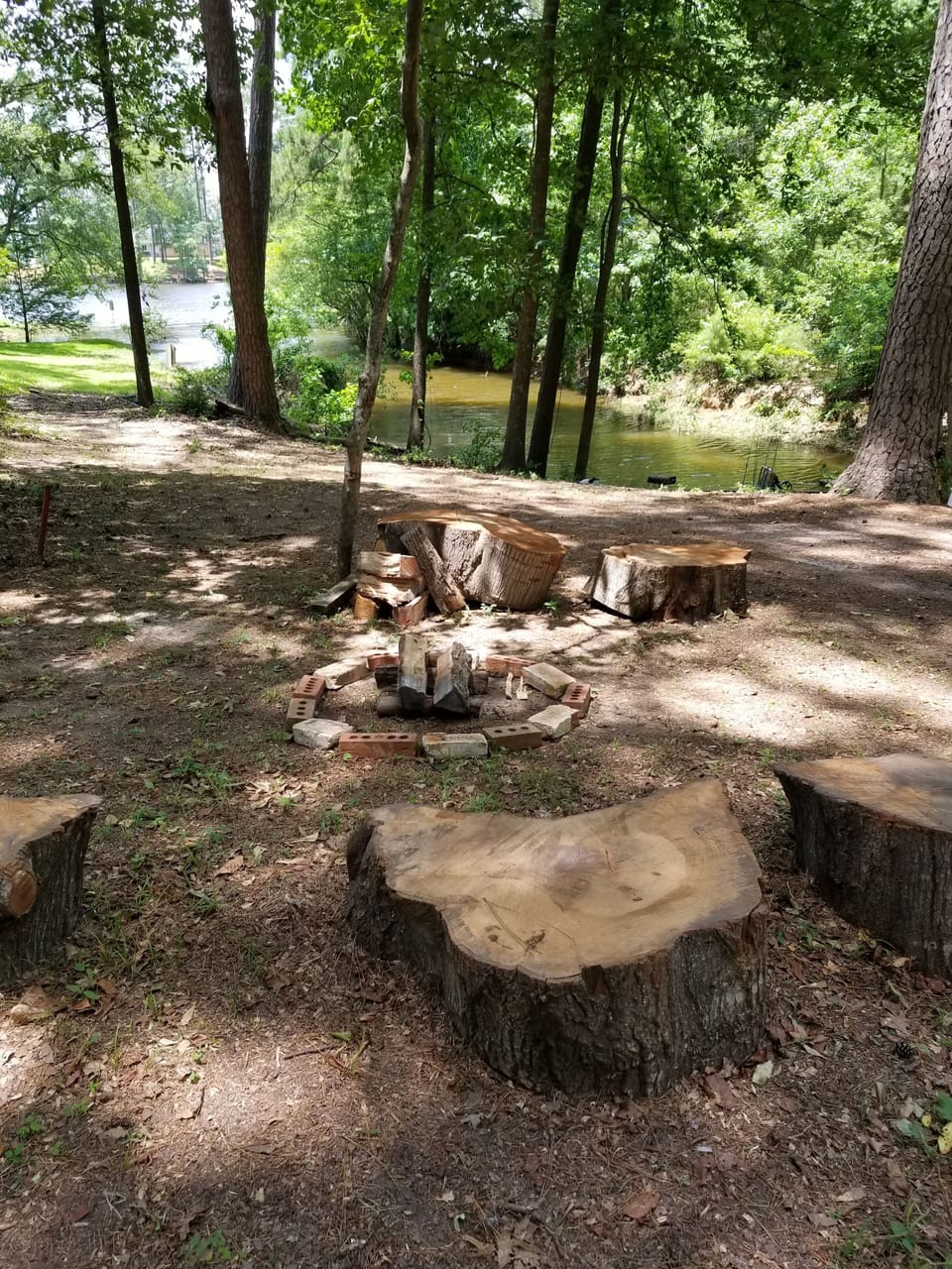 Water side fire pit for cooking smores, hot dogs, or just watching fire flies. 