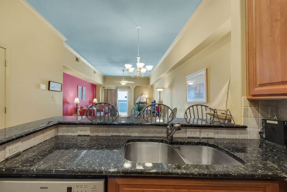 View from kitchen to living area