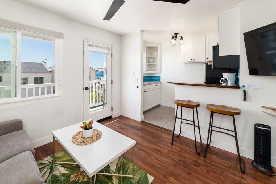 Partial ocean view living room