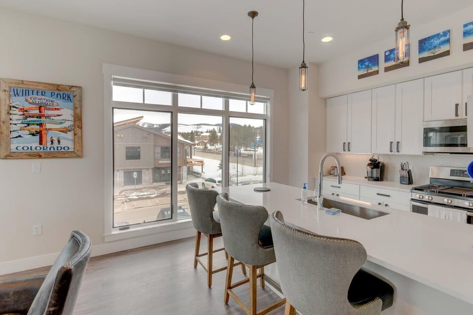 Chef's Kitchen Includes Bar Seating with Fantastic Mountain Views.