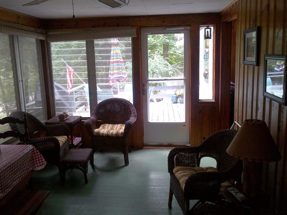 Back porch with picnic table