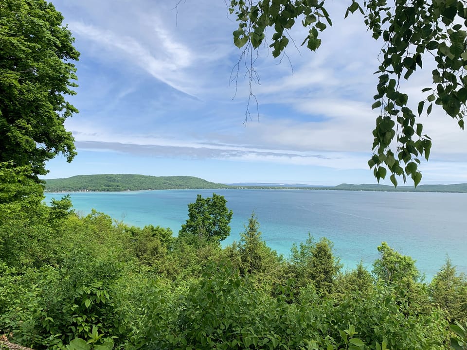 Glen Lake, yes it's actually that color! 
30 min drive.