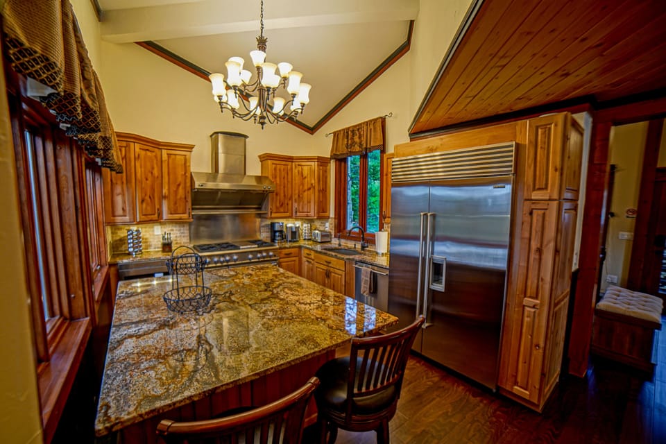 Gourmet Kitchen - 48 Inch SubZero Fridge + 160 Can Beverage Center Below Island 