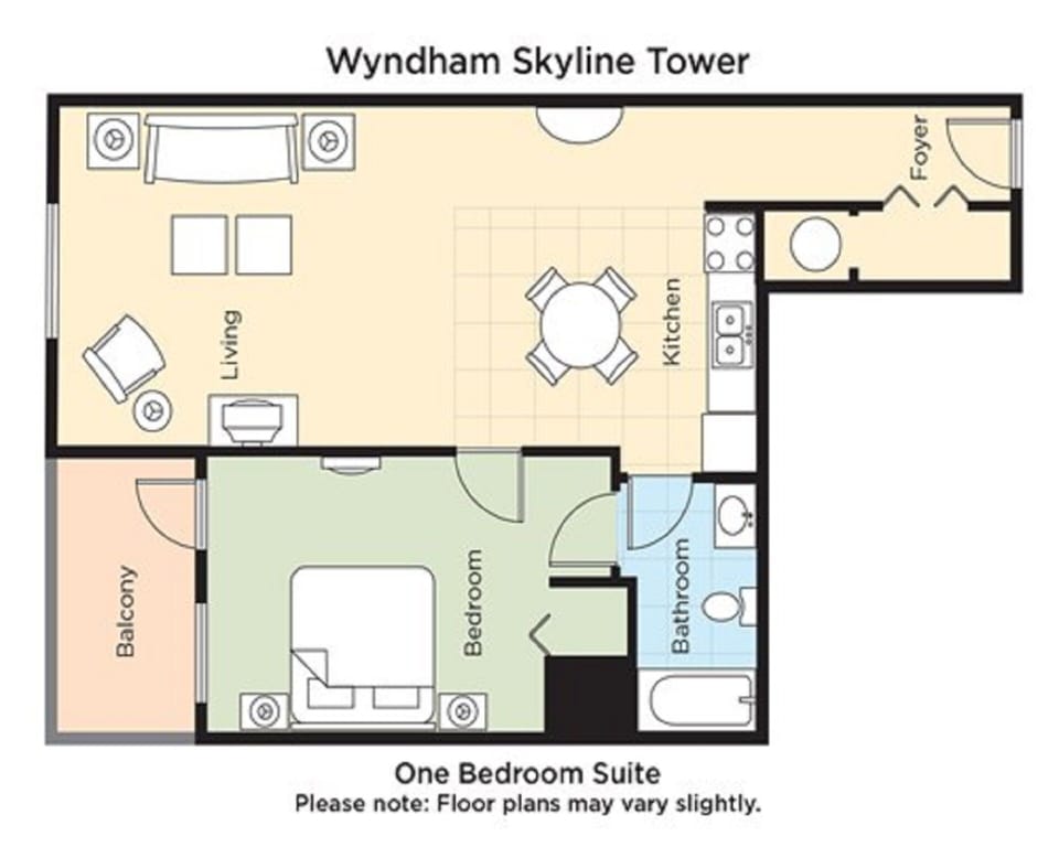 One bedroom.There are different floor plans. Patio/Balcony not guaranteed!