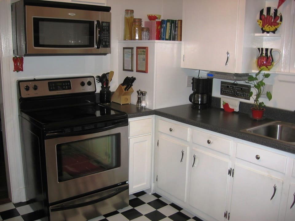 Kitchen,  glasstop stove & microwave.