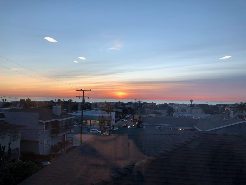 View of Hermosa Beach from the backyard, sunsets look like this every night!