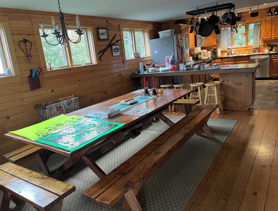 Dinner table and kitchen