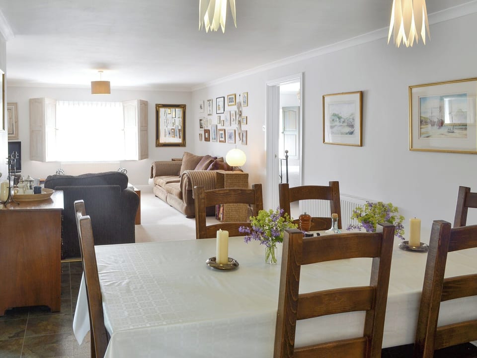 Convenient dining area within large living and dining room | Number Five, St Minver, near Rock