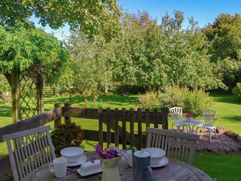 Delightful sitting out area | Clematis Cottage, Derriton, near Holsworthy