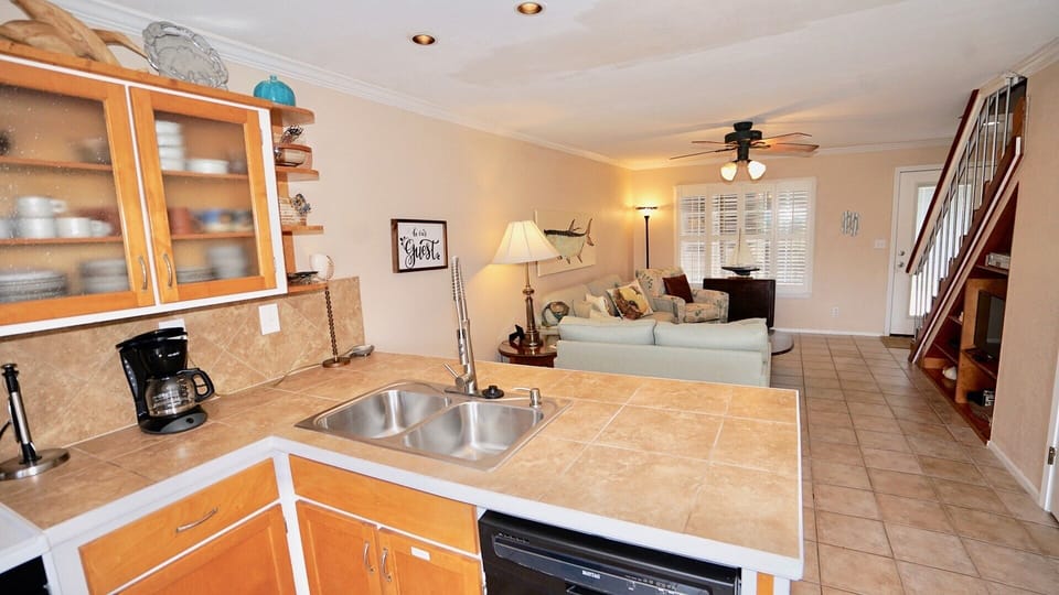 View from kitchen to living room