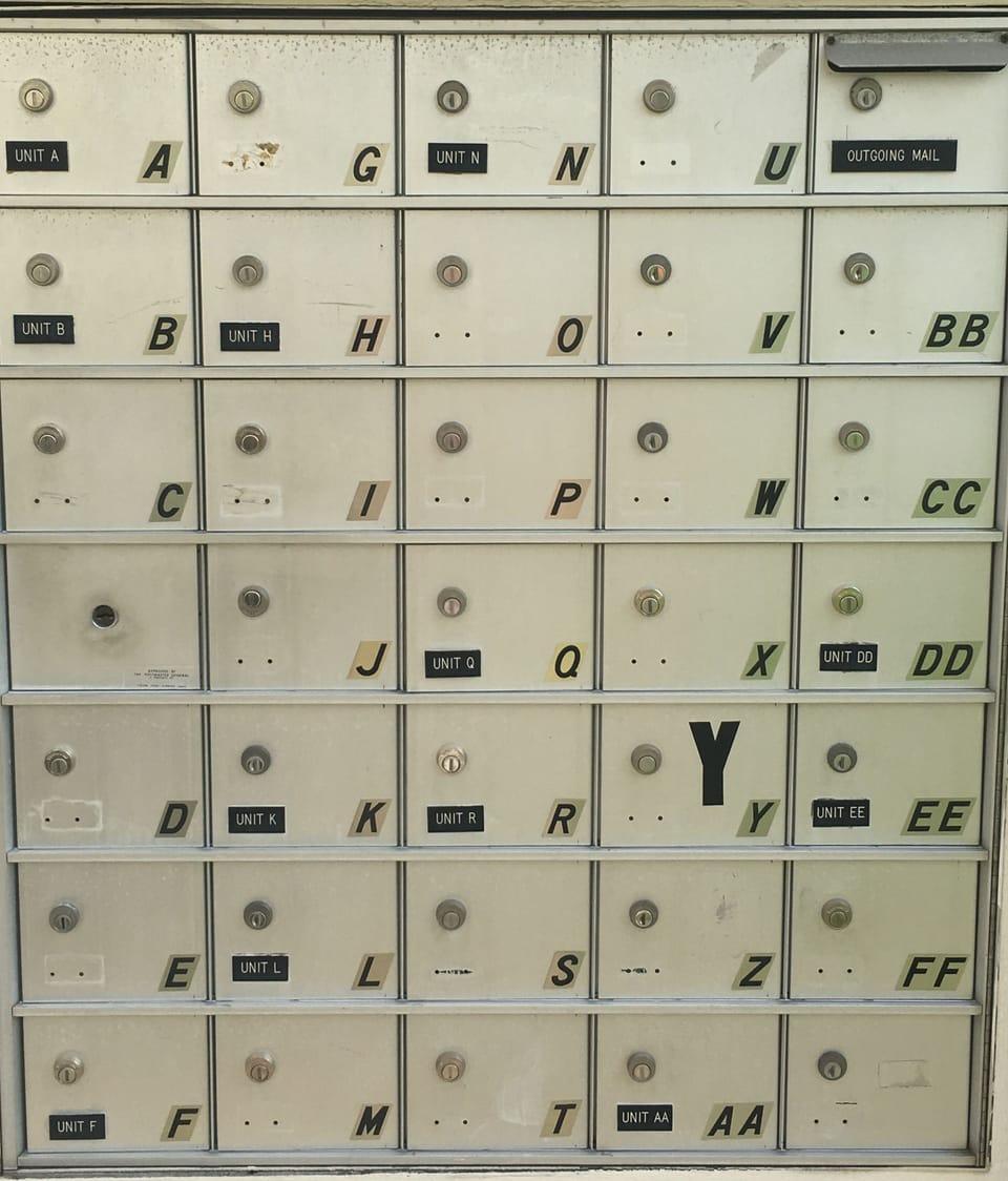 Mailbox located on condo property for US Mail.