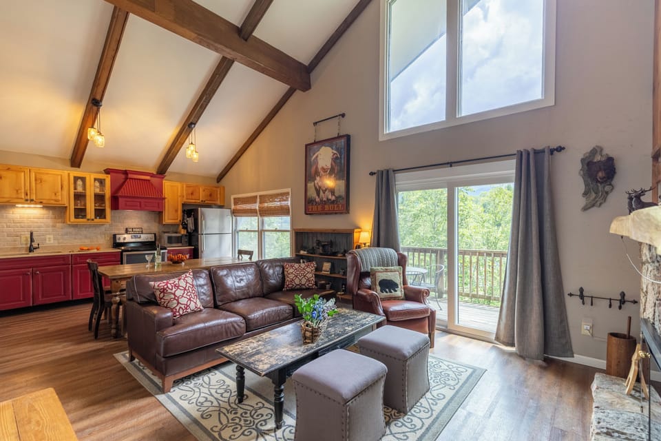 Views of Grandfather Mountain from the balcony doors