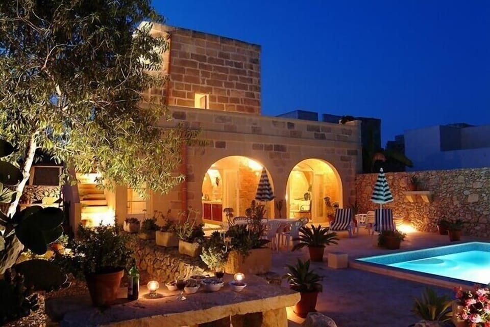 Poolside at night