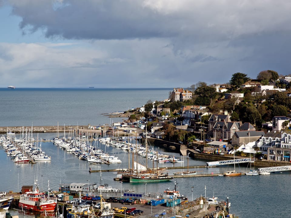 Brixham&rsquo;s bustling harbour and marina from the balcony | Top Deck - Linden Court, Brixham