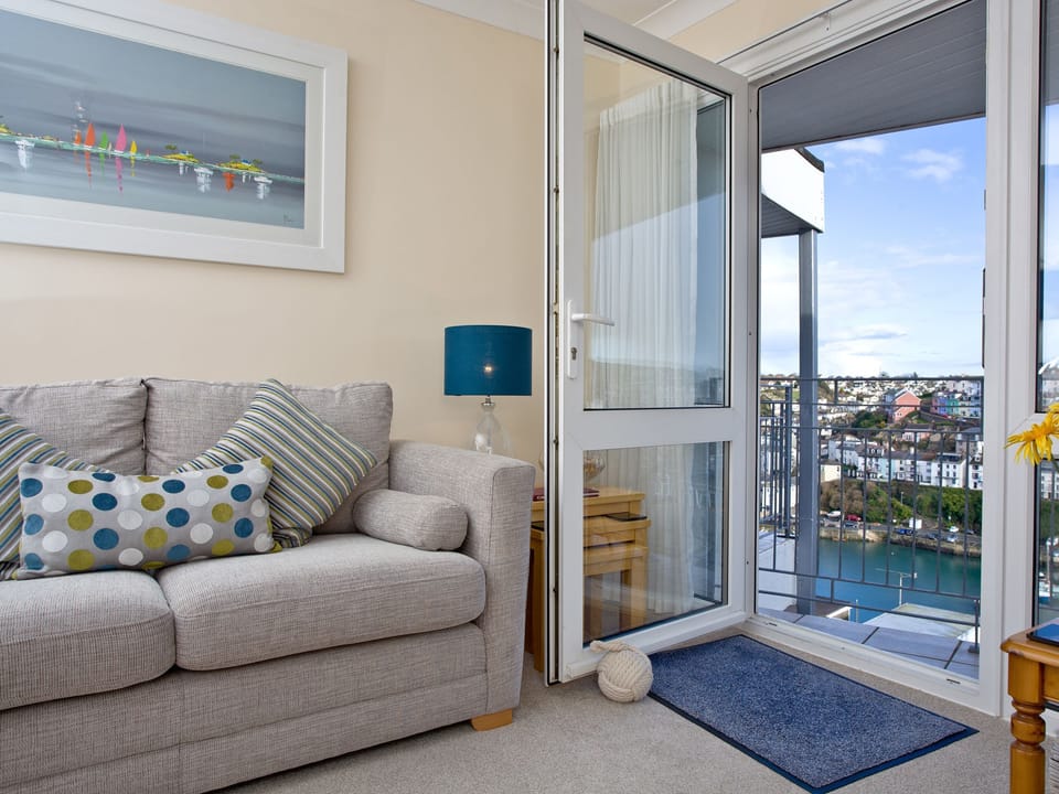 Living room with balcony access | Top Deck - Linden Court, Brixham
