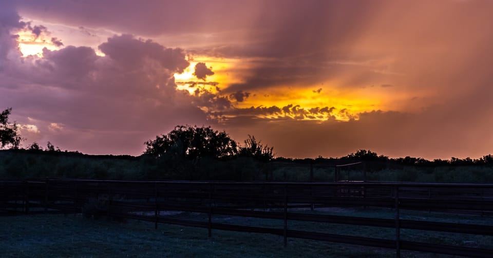Sunsets are beautiful from the Bunkhouse patio.