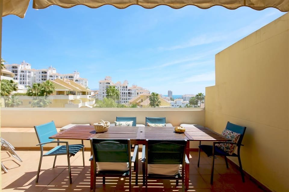 Outdoor dining area for six guests on the private terrace