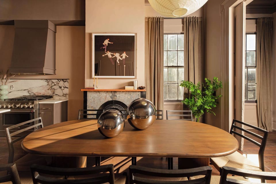 Open Concept Dining Area | Seats 6 | First FloorHistoric Greek Revival Exterior | New Orleans Architecture | First Floor
