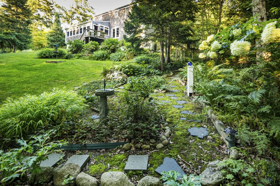 Side gardens looking up toward the house