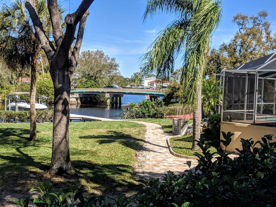 View from front door looking towards Sunset Lagoon and dock