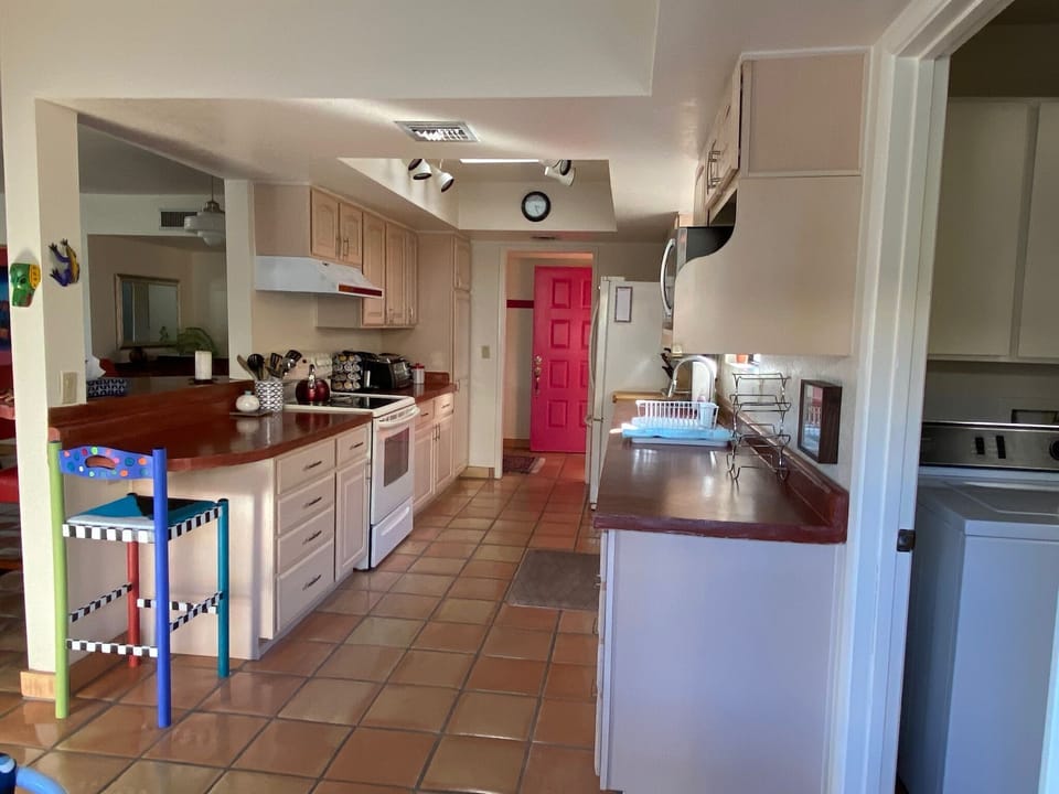 Galley kitchen, fully equipped!  Toaster oven , two coffee makers, (keurig) etc.