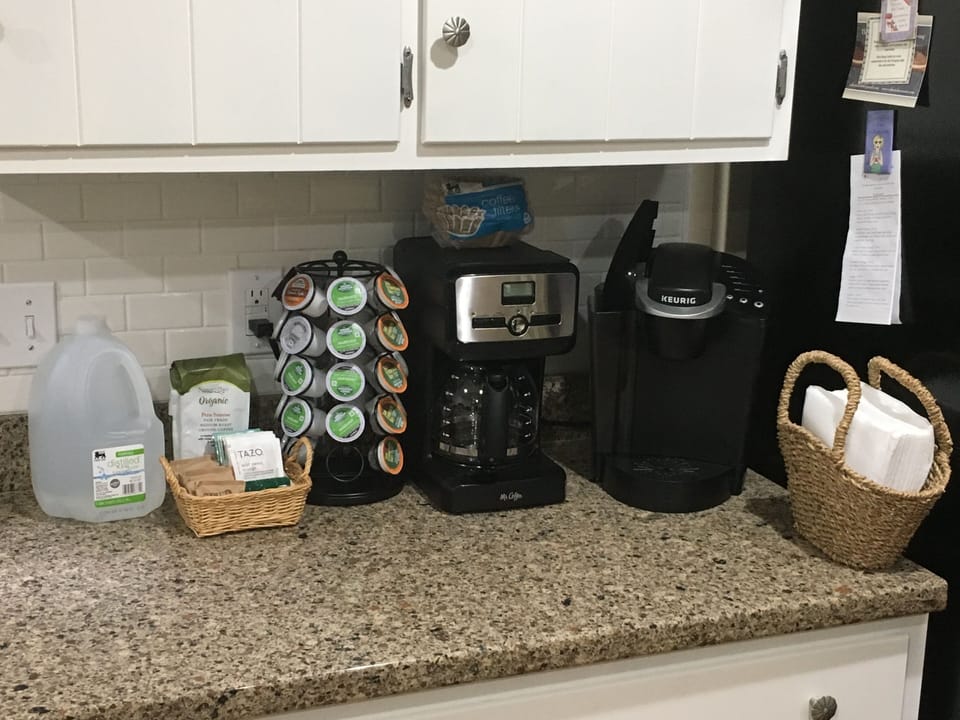Coffee/tea station.
