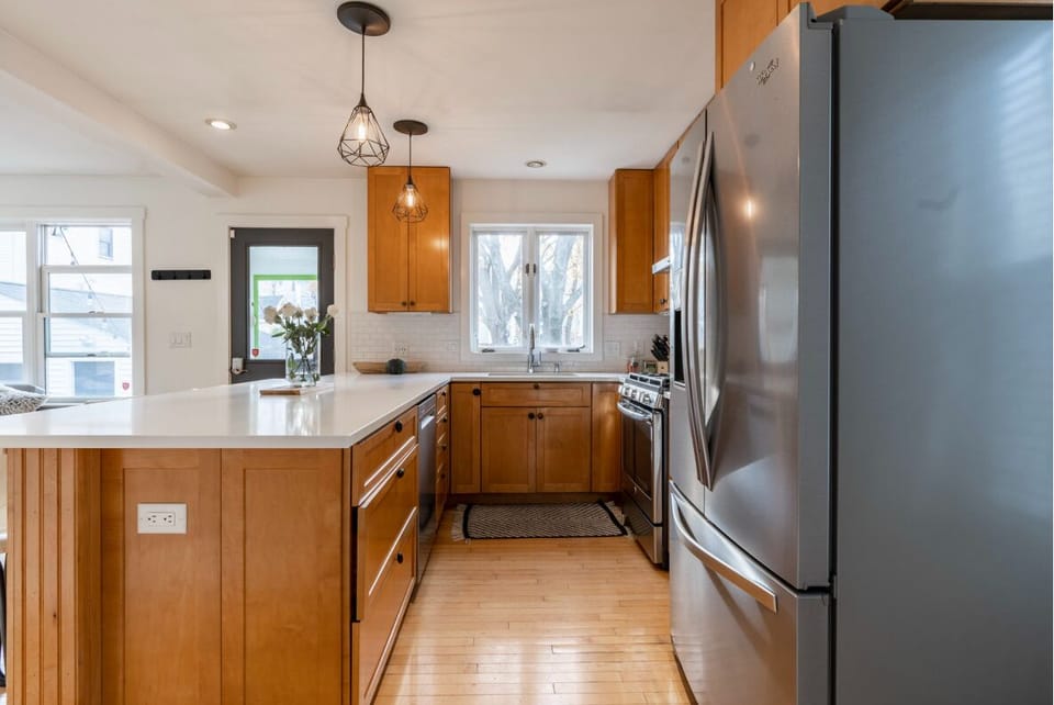 beautiful kitchen with quartz counter tops. A special place for all to enjoy!
