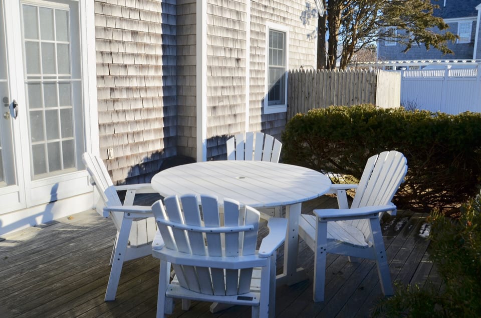Outdoor deck on ground level