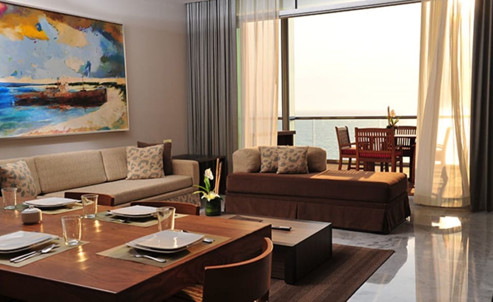 Spacious living room and dining roo, open to giant balcony 