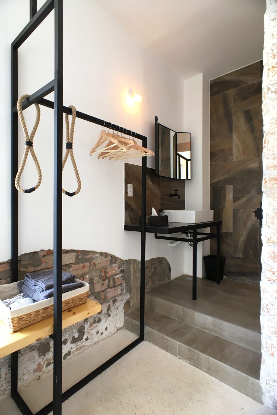 Specially designed vanity with lots of hanging space
