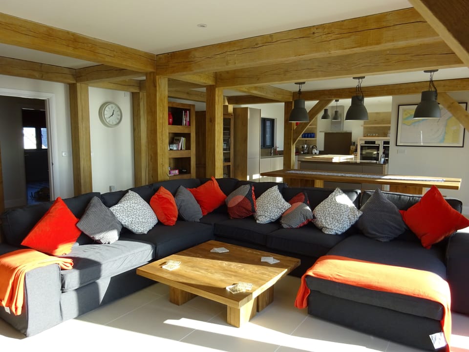Lounge area with wood burning stove