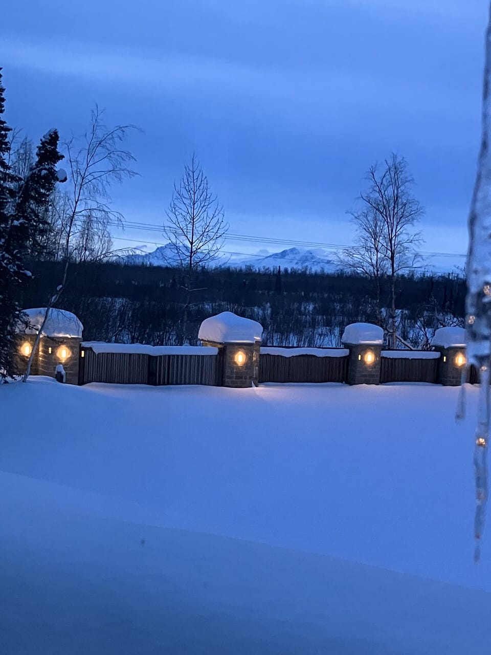 Well lit winter evening.