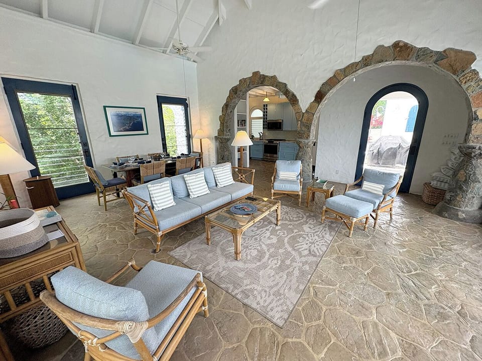 Looking into your living room from the pool deck