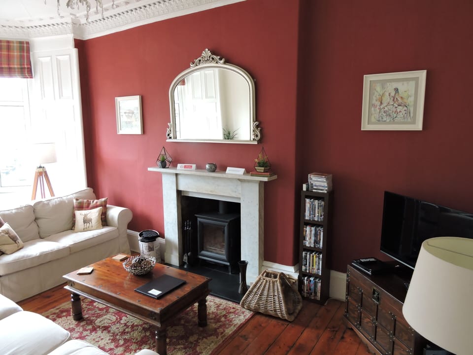 Redecorated lounge with new log burning stove 