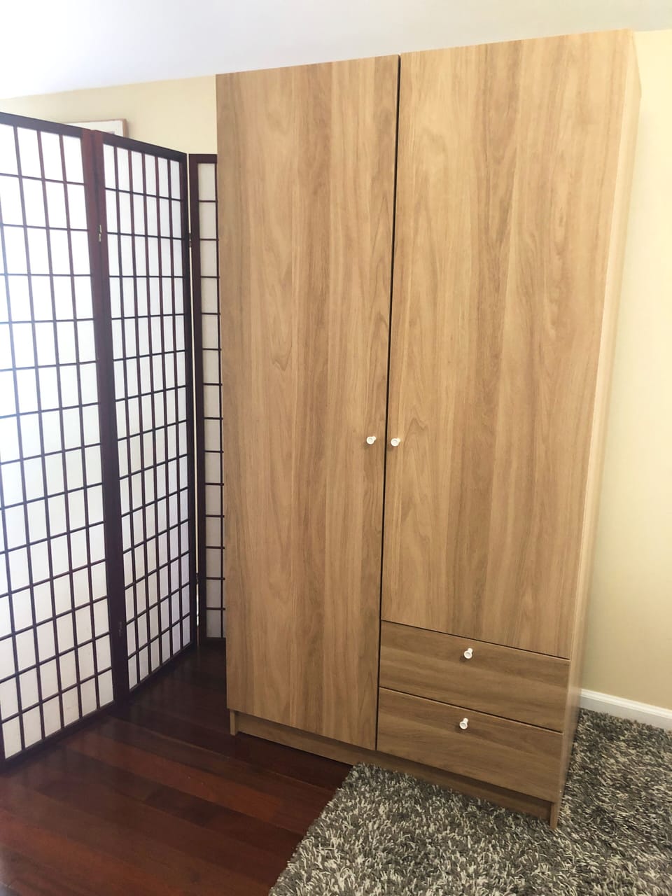 New wardrobe, stocked with extra linens, blankets and towels