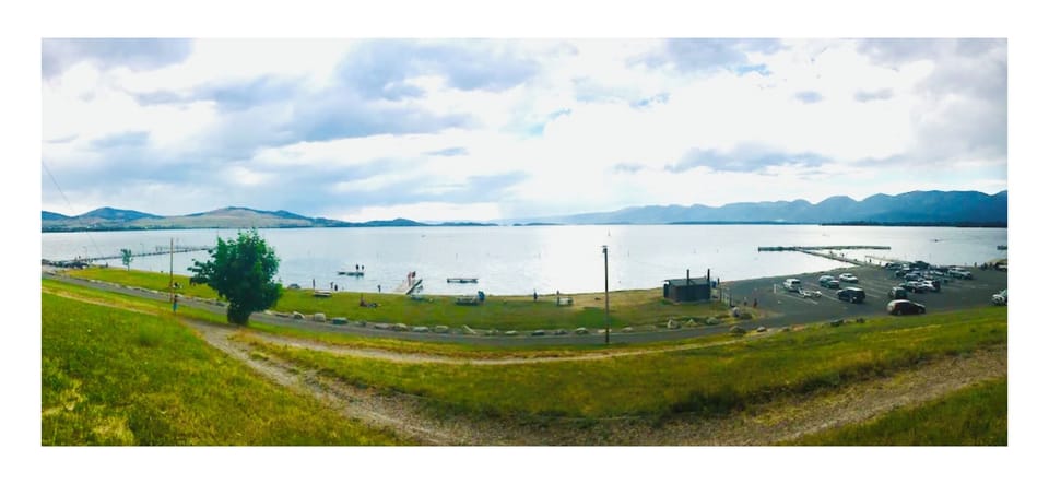 Elevated view of public beach that is 1/2 block easy walk from house. 