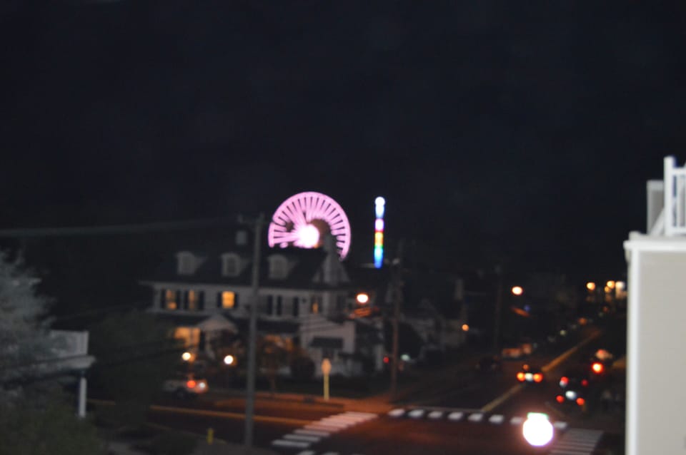 night view of amusement pier