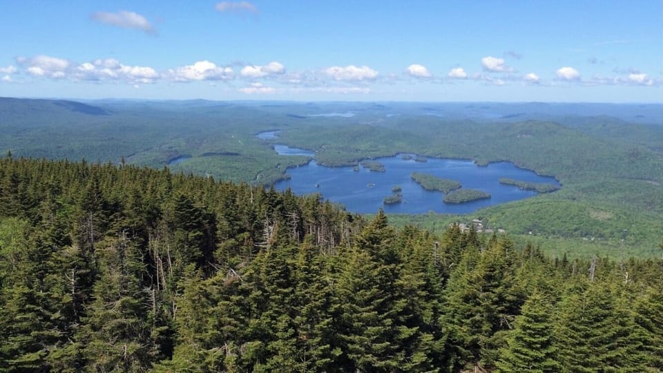 An aerial view of Blue Mt Lake