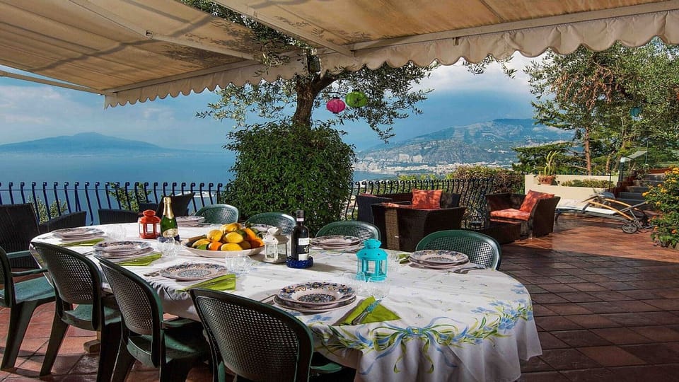 Outdoor large terrace lunch point relax holiday in amalfi coast villa dav rents 