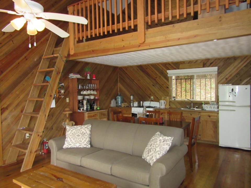 Common living area & loft before renovation 2019