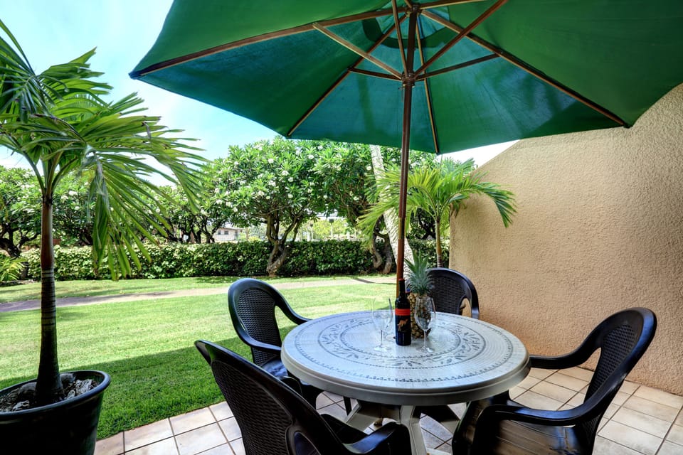 Lanai with seating for 4.