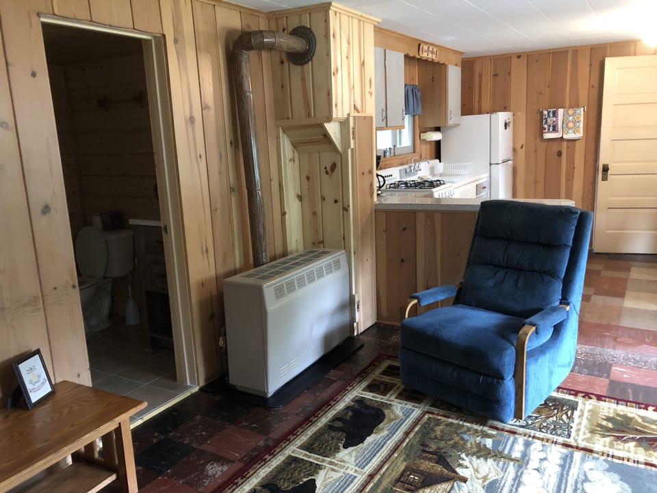 New heater and repurposed recliner. It can be chilly in May.