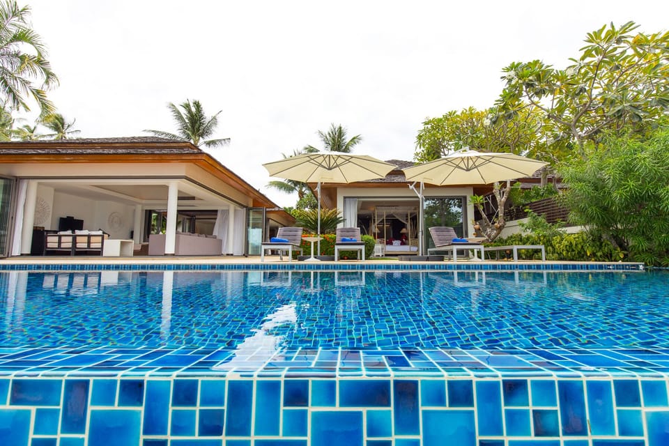 This villa boasts its exclusive beachfront location and large infinity pool