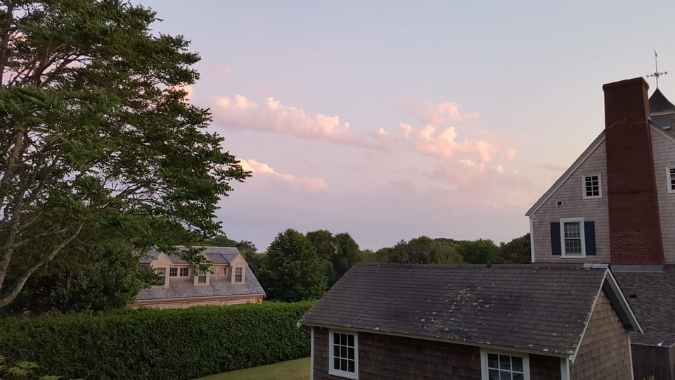 June sunset view to the right off the deck.