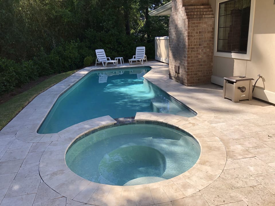 View of the pool and hot tub