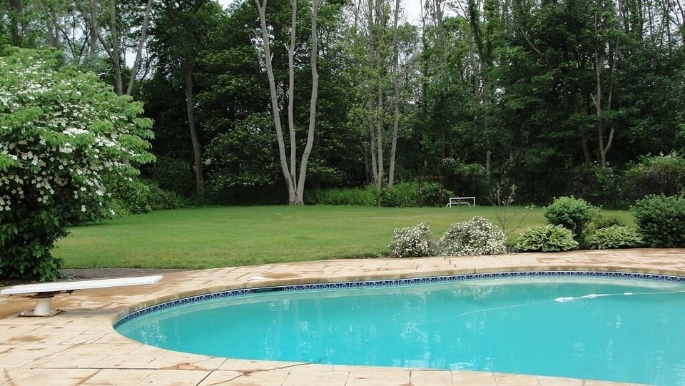 Pool back yard from deck
